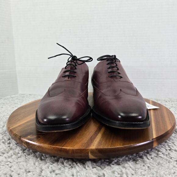 3DM Mens 11 Burgundy Maroon Leather Business Office Wingtip Oxford Dress Shoe main image 11